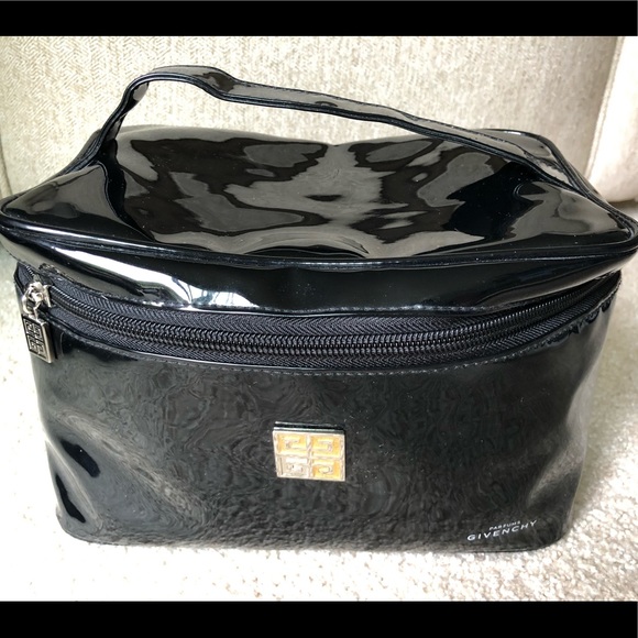 Givenchy Perfum Black Pat Train Case Cosmetic Bag
